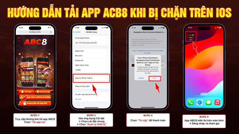 Cách tải app ABC8 cho thiết bị iOS (iPhone, iPad).