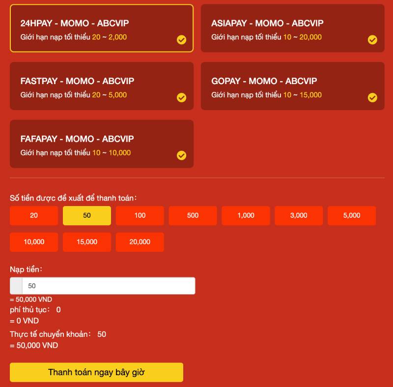 Ví điện tử: Momo, ZaloPay, ViettelPay